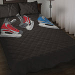 Ice Hockey Skates Print Quilt Bed Set