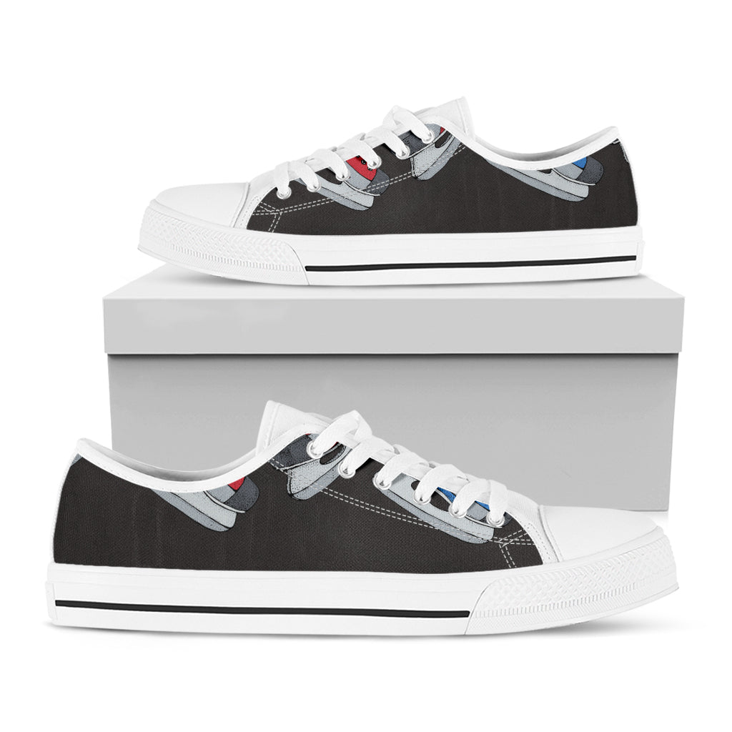 Ice Hockey Skates Print White Low Top Shoes