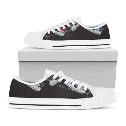 Ice Hockey Skates Print White Low Top Shoes
