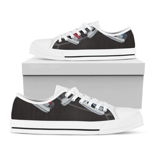 Ice Hockey Skates Print White Low Top Shoes