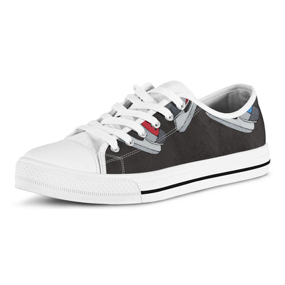 Ice Hockey Skates Print White Low Top Shoes