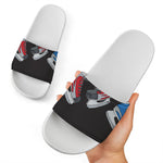 Ice Hockey Skates Print White Slide Sandals