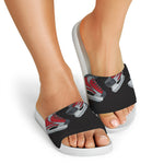 Ice Hockey Skates Print White Slide Sandals