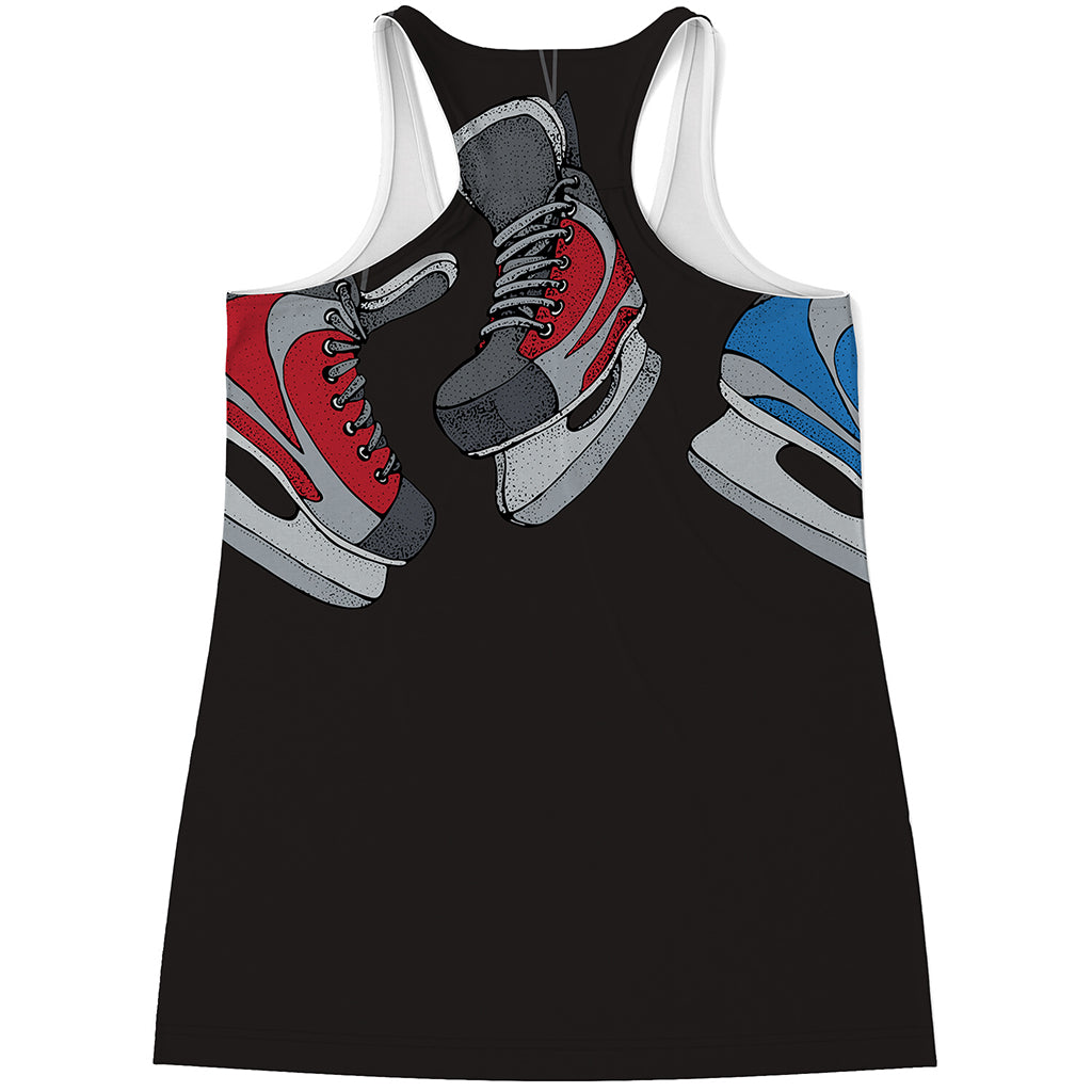 Ice Hockey Skates Print Women's Racerback Tank Top