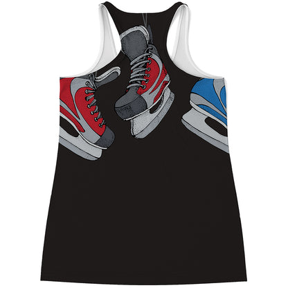 Ice Hockey Skates Print Women's Racerback Tank Top
