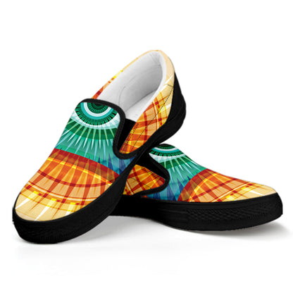 Illuminati Eye of Providence Print Black Slip On Shoes
