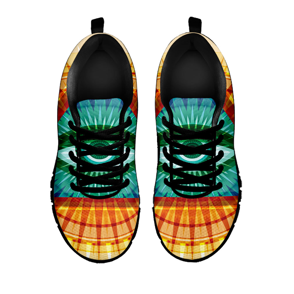 Illuminati Eye of Providence Print Black Sneakers