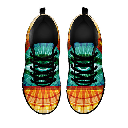 Illuminati Eye of Providence Print Black Sneakers