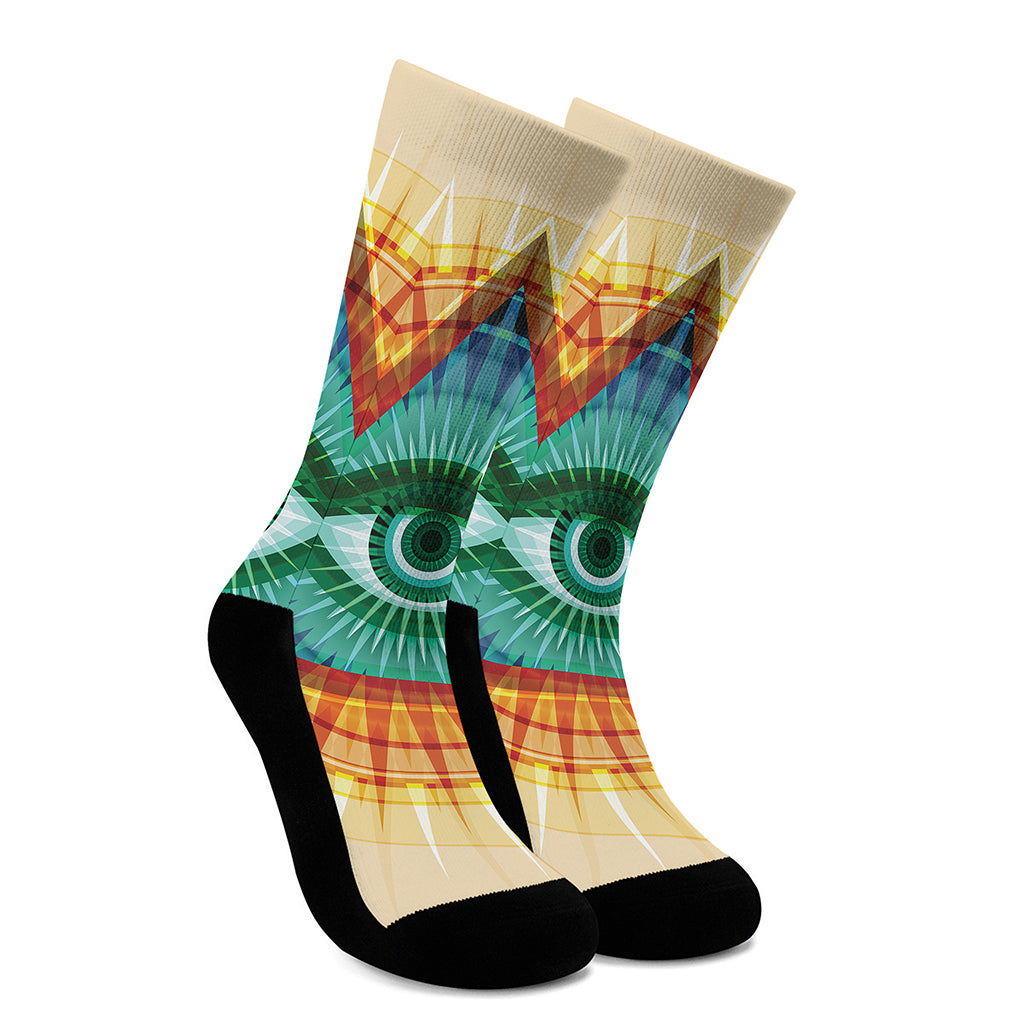 Illuminati Eye of Providence Print Crew Socks
