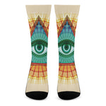 Illuminati Eye of Providence Print Crew Socks
