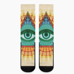 Illuminati Eye of Providence Print Crew Socks