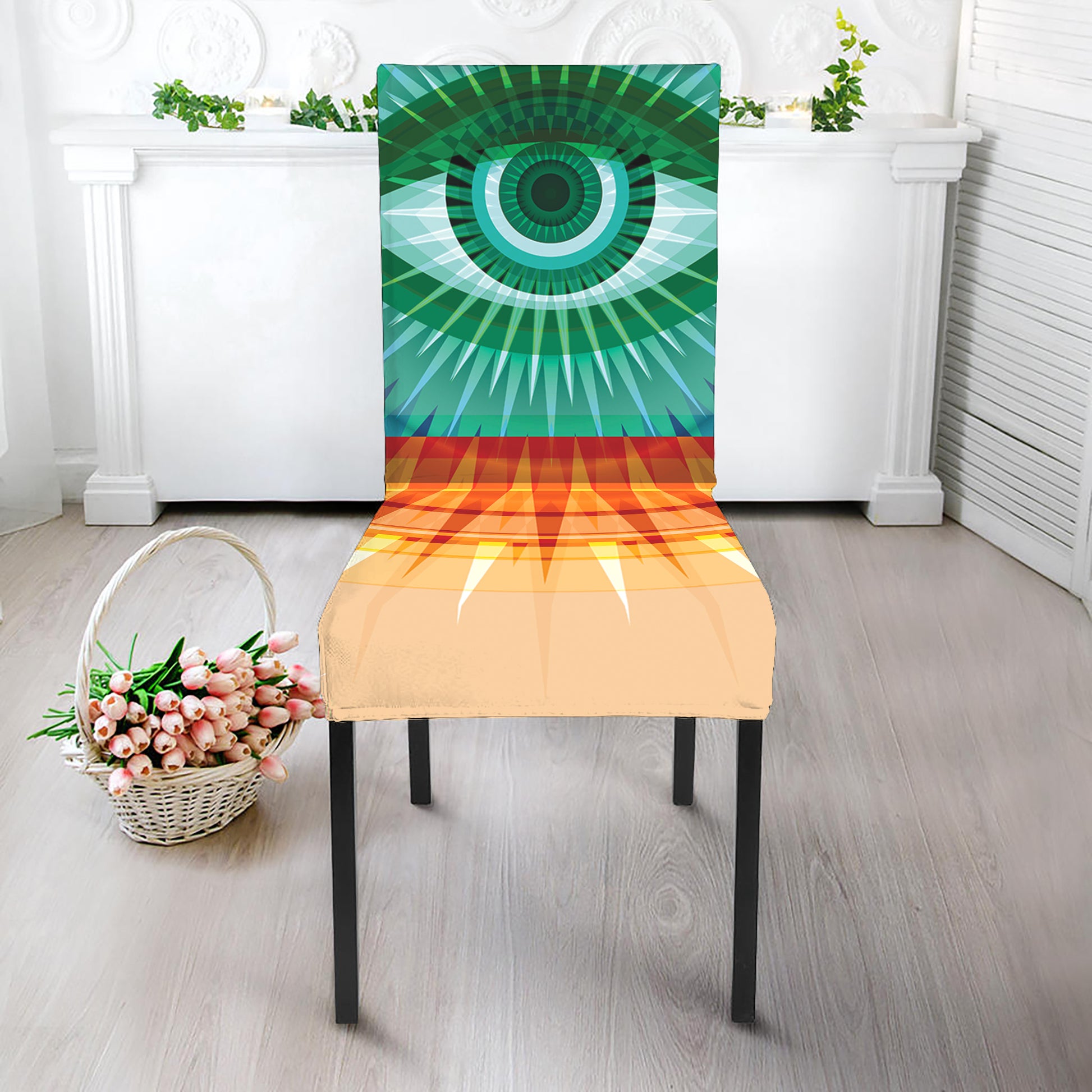 Illuminati Eye of Providence Print Dining Chair Slipcover