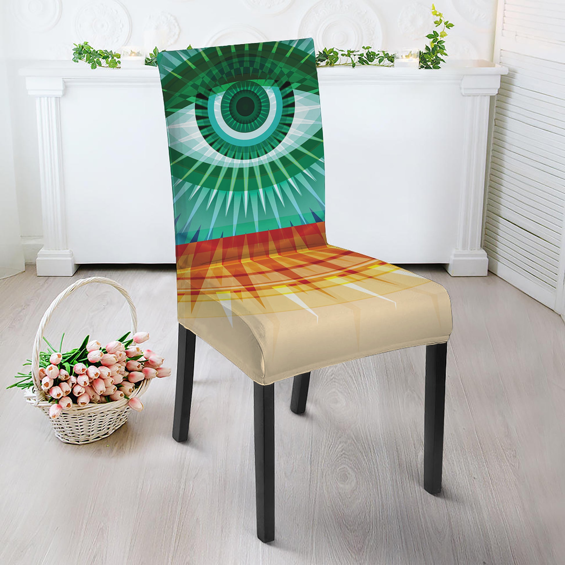 Illuminati Eye of Providence Print Dining Chair Slipcover