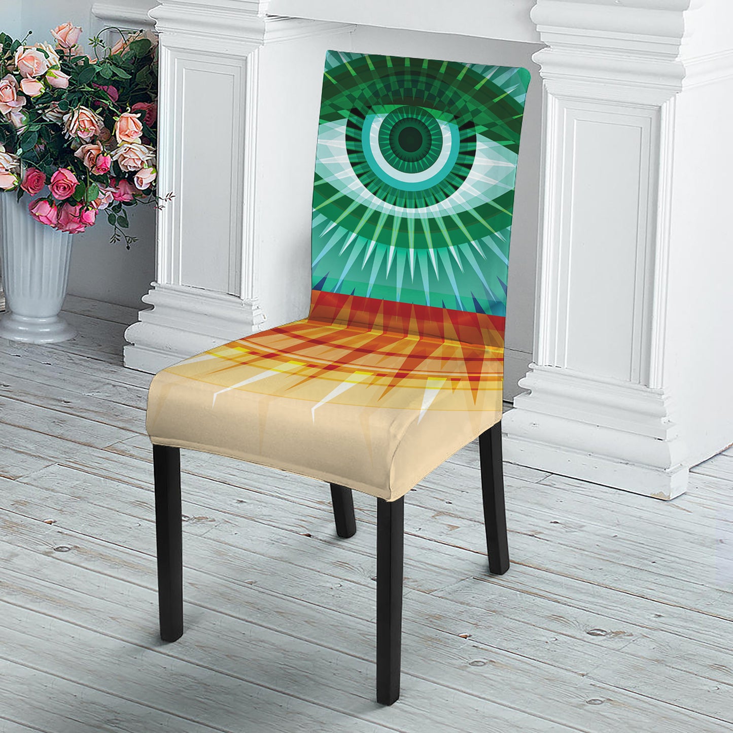 Illuminati Eye of Providence Print Dining Chair Slipcover