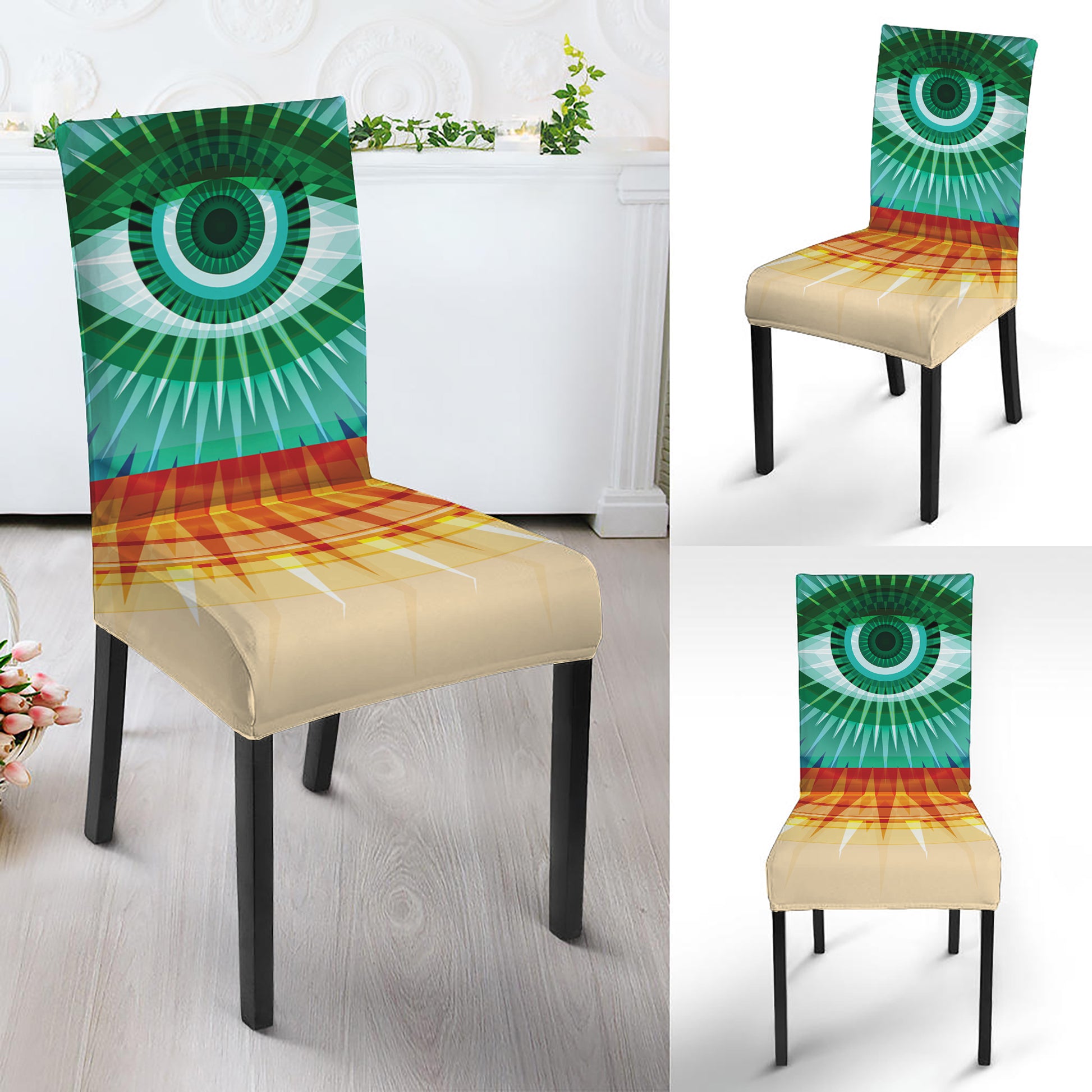 Illuminati Eye of Providence Print Dining Chair Slipcover
