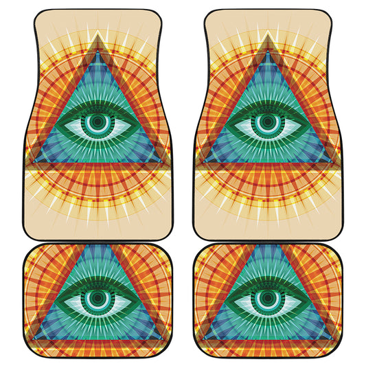 Illuminati Eye of Providence Print Front and Back Car Floor Mats