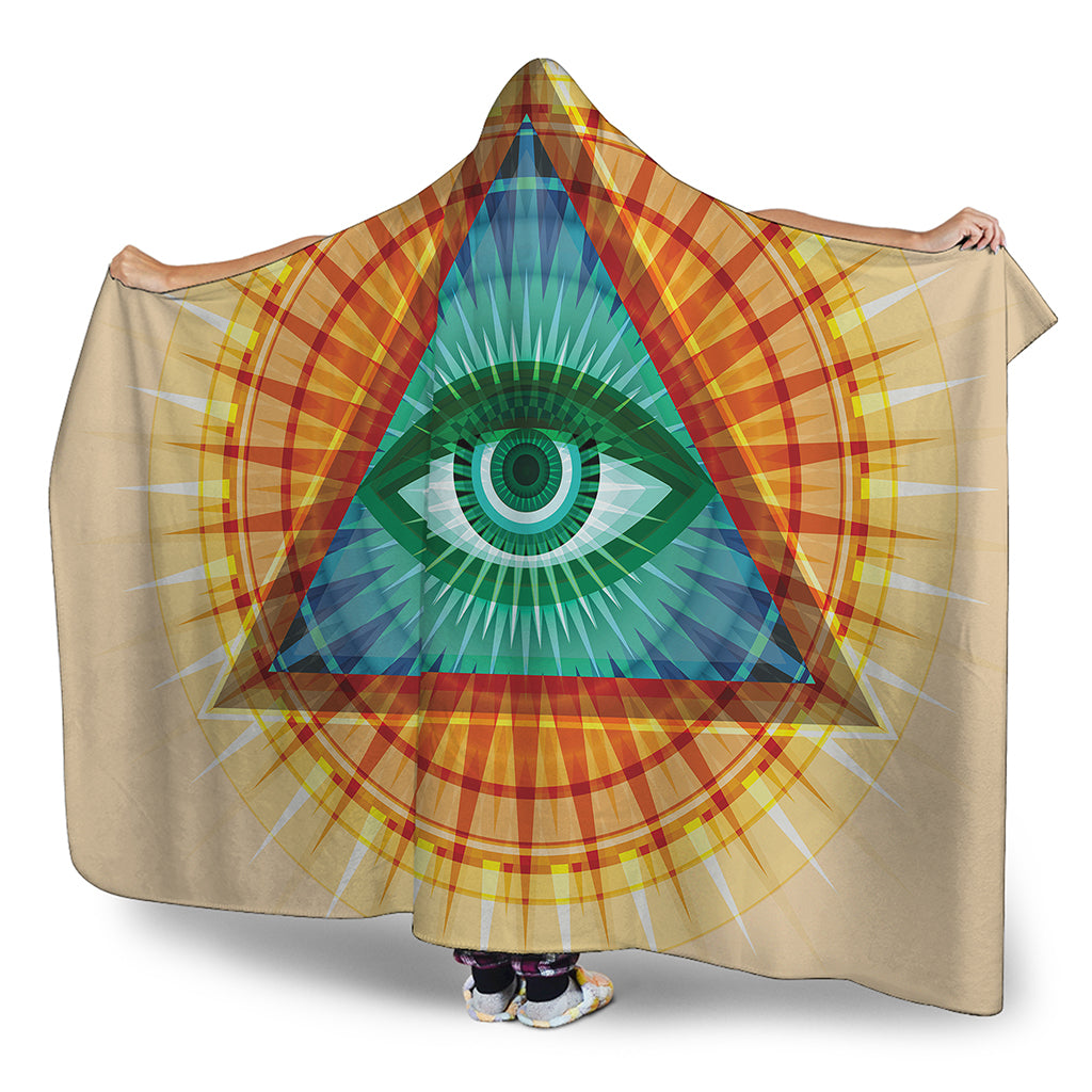 Illuminati Eye of Providence Print Hooded Blanket