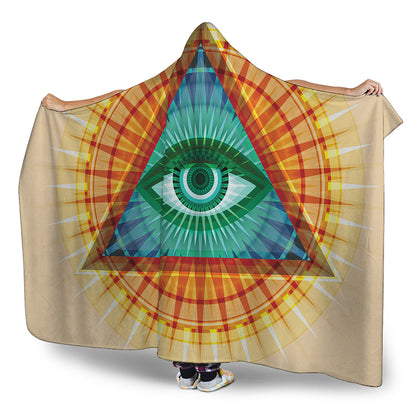 Illuminati Eye of Providence Print Hooded Blanket