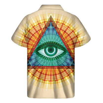 Illuminati Eye of Providence Print Men's Short Sleeve Shirt