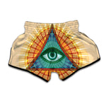 Illuminati Eye of Providence Print Muay Thai Boxing Shorts