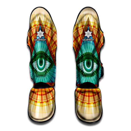 Illuminati Eye of Providence Print Muay Thai Shin Guard