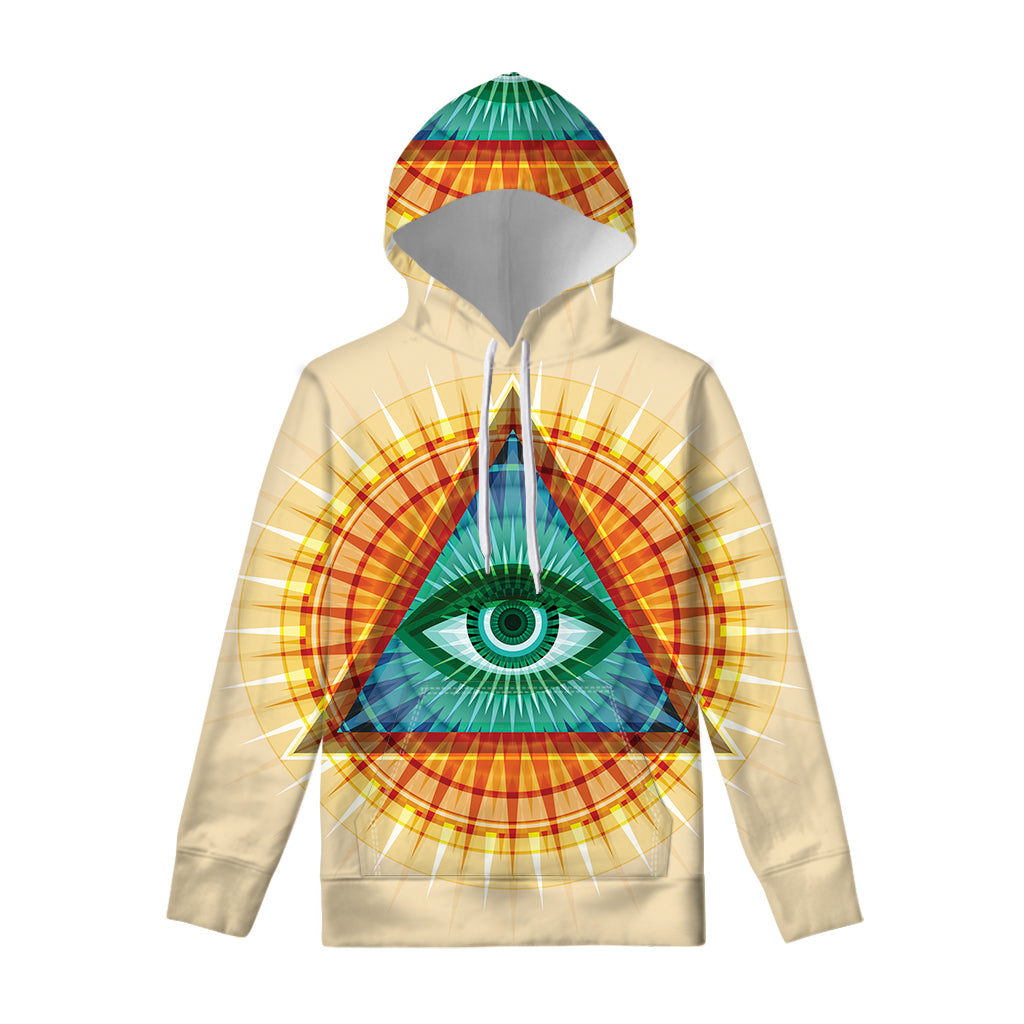 Illuminati Eye of Providence Print Pullover Hoodie