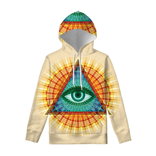 Illuminati Eye of Providence Print Pullover Hoodie