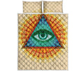 Illuminati Eye of Providence Print Quilt Bed Set
