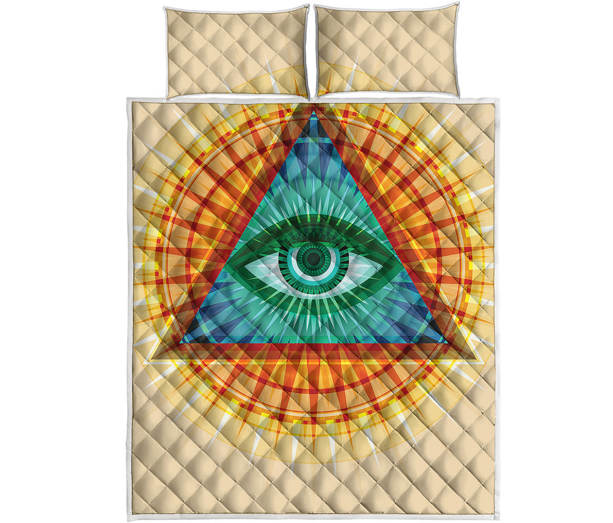 Illuminati Eye of Providence Print Quilt Bed Set