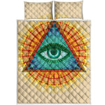 Illuminati Eye of Providence Print Quilt Bed Set