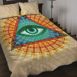 Illuminati Eye of Providence Print Quilt Bed Set