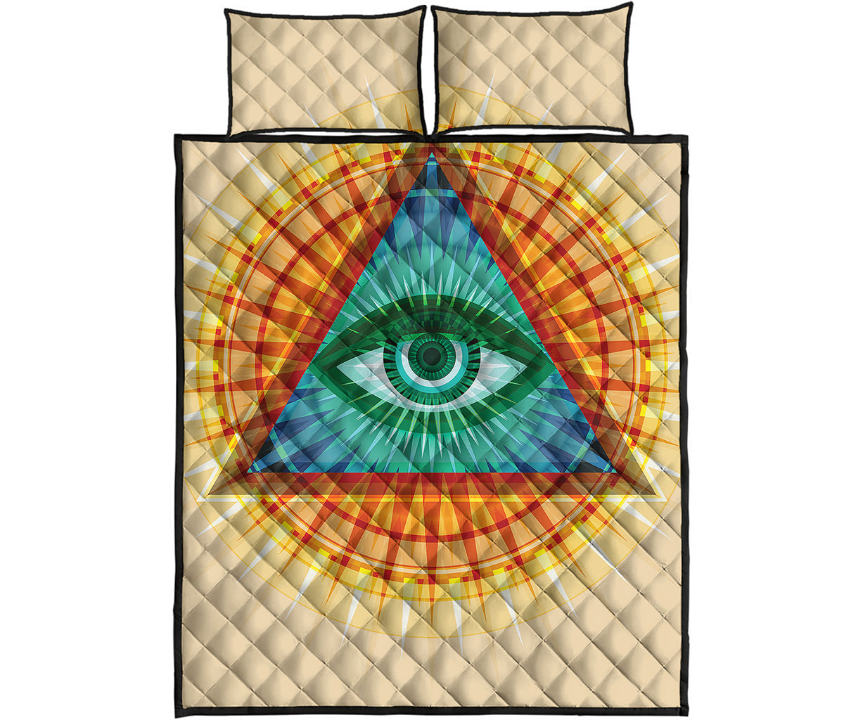 Illuminati Eye of Providence Print Quilt Bed Set