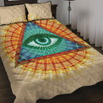 Illuminati Eye of Providence Print Quilt Bed Set