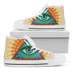 Illuminati Eye of Providence Print White High Top Shoes