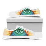 Illuminati Eye of Providence Print White Low Top Shoes