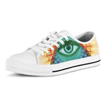 Illuminati Eye of Providence Print White Low Top Shoes