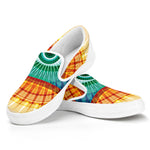 Illuminati Eye of Providence Print White Slip On Shoes