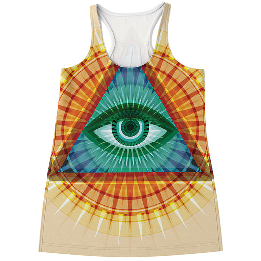 Illuminati Eye of Providence Print Women's Racerback Tank Top