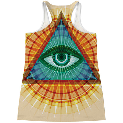 Illuminati Eye of Providence Print Women's Racerback Tank Top