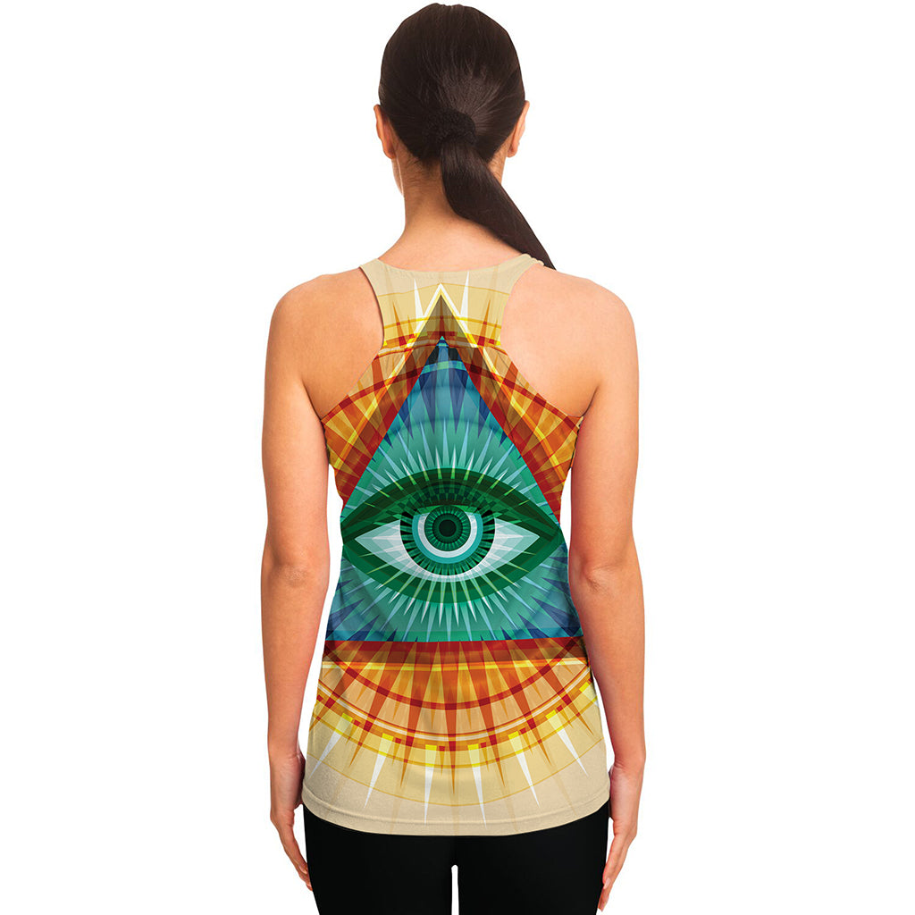 Illuminati Eye of Providence Print Women's Racerback Tank Top
