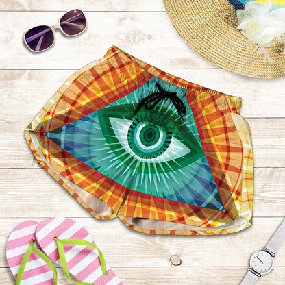 Illuminati Eye of Providence Print Women's Shorts