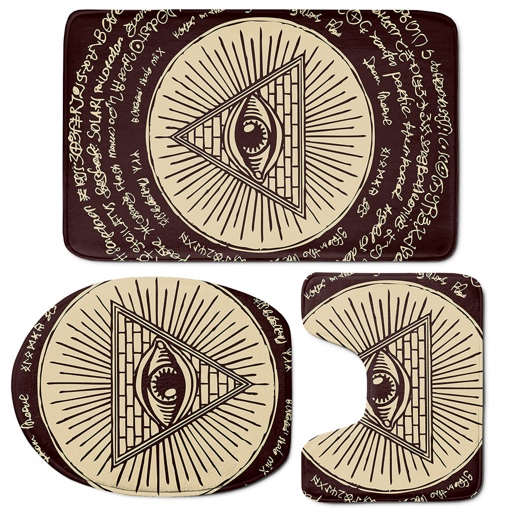 Illuminati Eye of Providence Symbol Print 3 Piece Bath Mat Set