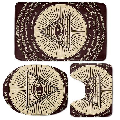 Illuminati Eye of Providence Symbol Print 3 Piece Bath Mat Set