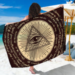 Illuminati Eye of Providence Symbol Print Beach Sarong Wrap