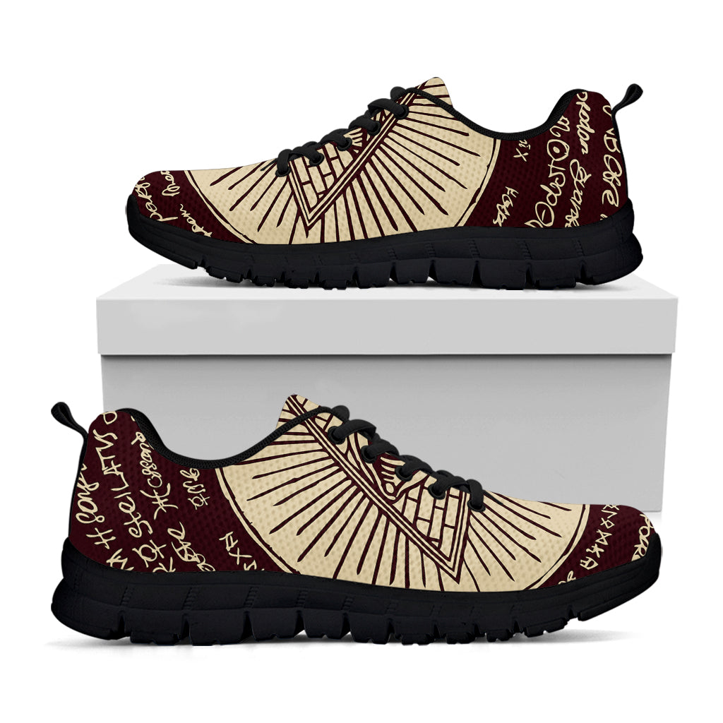 Illuminati Eye of Providence Symbol Print Black Sneakers
