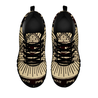 Illuminati Eye of Providence Symbol Print Black Sneakers