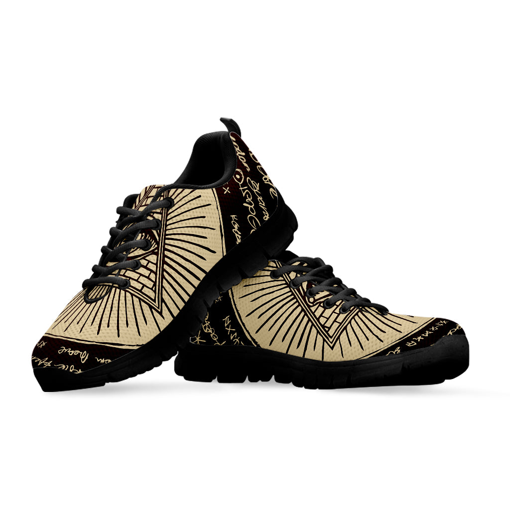 Illuminati Eye of Providence Symbol Print Black Sneakers