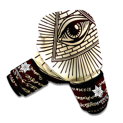 Illuminati Eye of Providence Symbol Print Boxing Gloves
