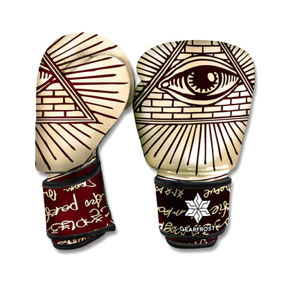 Illuminati Eye of Providence Symbol Print Boxing Gloves
