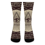 Illuminati Eye of Providence Symbol Print Crew Socks